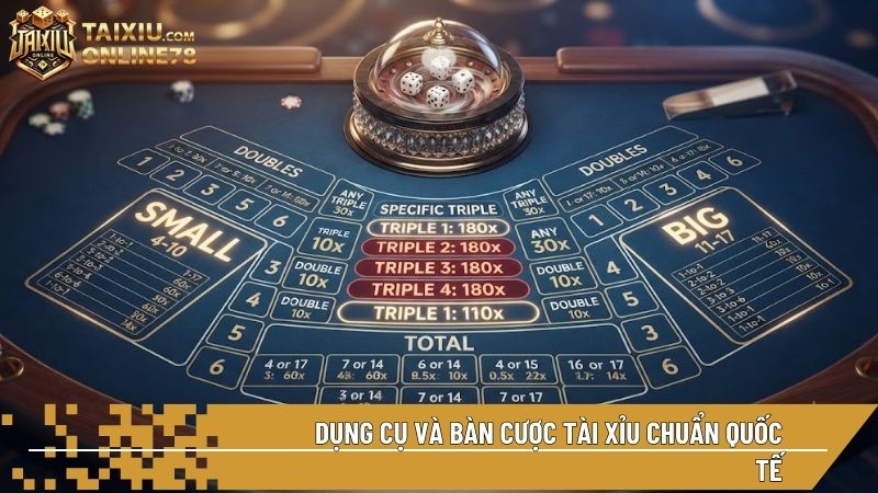 Bàn cược tài xỉu chuẩn quốc tế hiển thị đầy đủ các cửa cược cơ bản và nâng cao